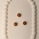 Flower ad stone (Green,red and white )(Single )